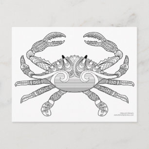 Färg Me Crab Nautical Zen Doodle Illustration Vykort