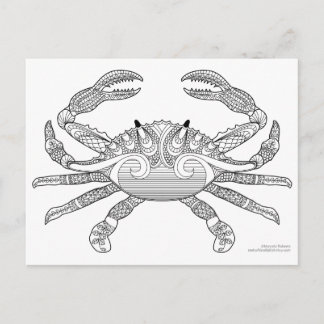 Färg Me Crab Nautical Zen Doodle Illustration Vykort