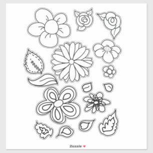 Färg Me Flowers Whimsical Art Klistermärken