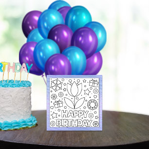 Färg Me Grattis på födelsedagen Tulip   Aktivitets