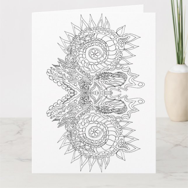 färg me-gratulationskort för abstrakt kort (Framsida)