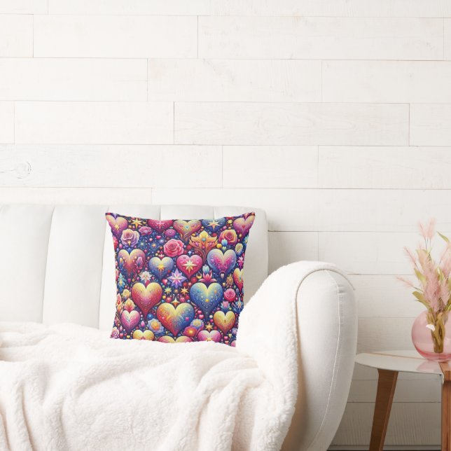Färg Me Heart Blommigt Dent Dekorativ kudde (Soffa)