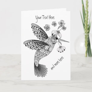 Färg Me Hummingbird Blommigt DIY Kort