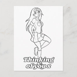 Färg Me in Activity Anime Tecknad Tonåring skolfli Vykort