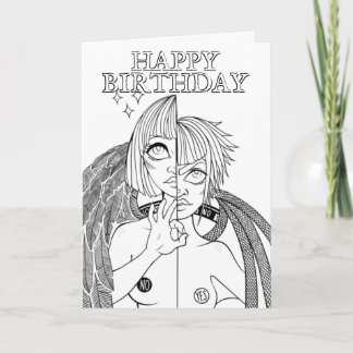 Färg Me in Gemini Angel Demon Anime Birthday Kort