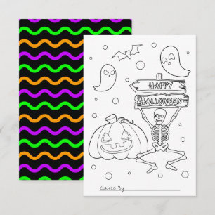 Färg Me Kids Halloween-färgkort Inbjudningar