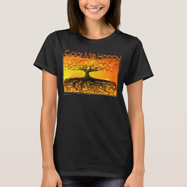 Färg Me Lycklig Original Art-Roots Springa Deep T- T-shirt (Framsida)