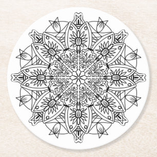 färg me mandala-blomman underlägg papper rund
