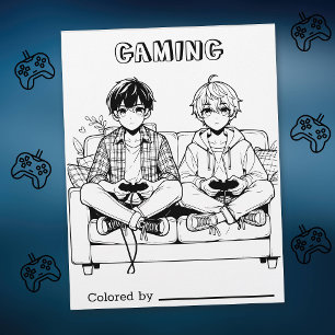 Färg Me Page för barn   Anime Gamer Teenagers