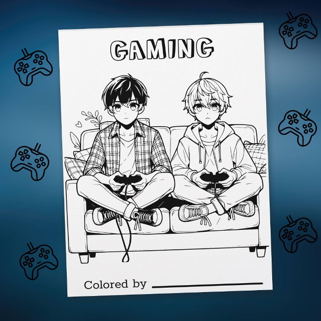 Färg Me Page för barn | Anime Gamer Teenagers (Skapare uppladdad)