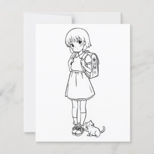 Färg Me Page för barn   Anime kitten