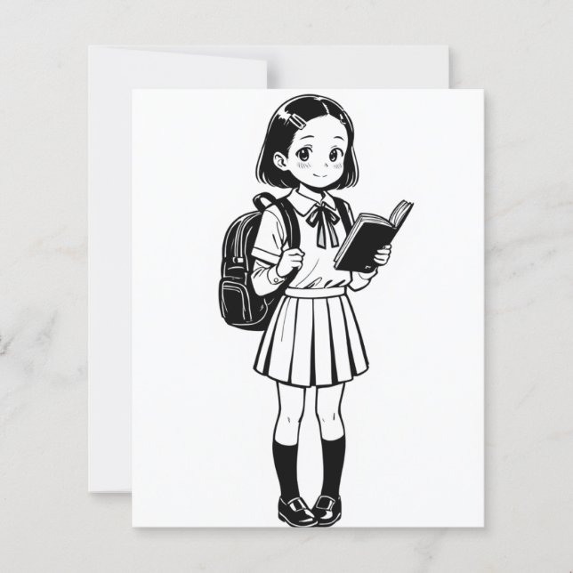 Färg Me Page för barn | Anime School Girl (Framsida)