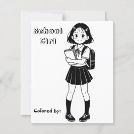 Färg Me Page för barn | Anime School Girl