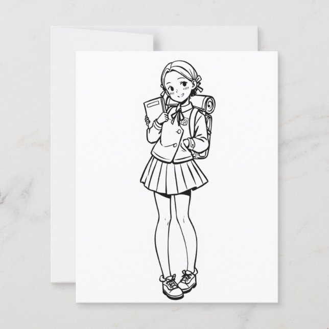 Färg Me Page för barn | Anime School Girl (Framsida)