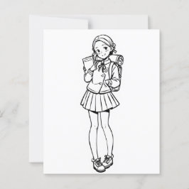 Färg Me Page för barn | Anime School Girl
