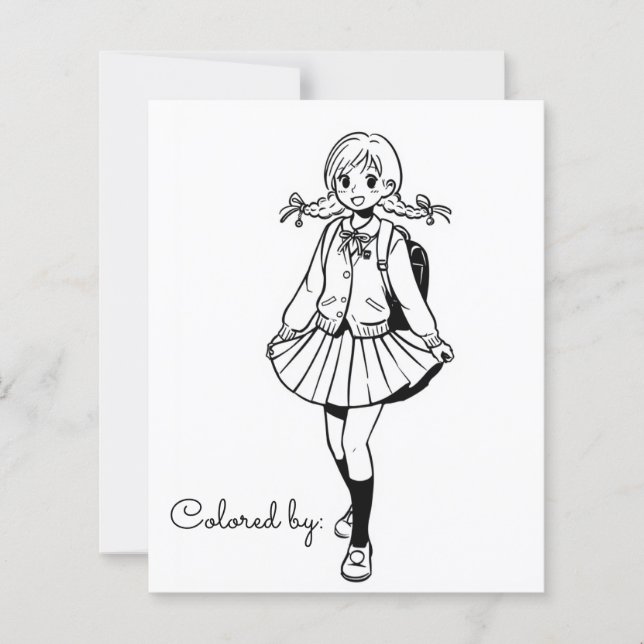 Färg Me Page för barn | Anime School Girl (Framsida)