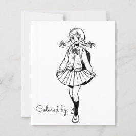 Färg Me Page för barn | Anime School Girl