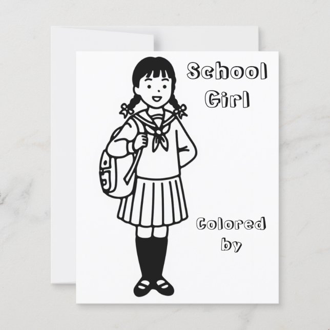 Färg Me Page för barn | Anime School Girl (Framsida)