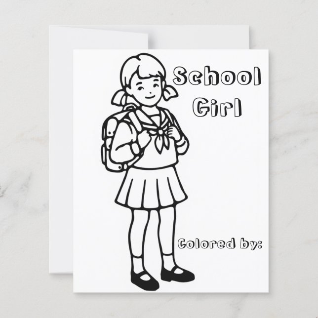 Färg Me Page för barn | Anime School Girl (Framsida)