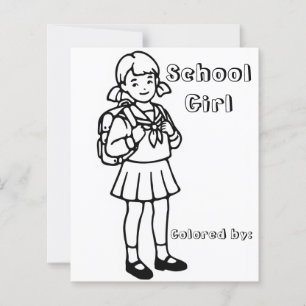 Färg Me Page för barn Anime School Girl