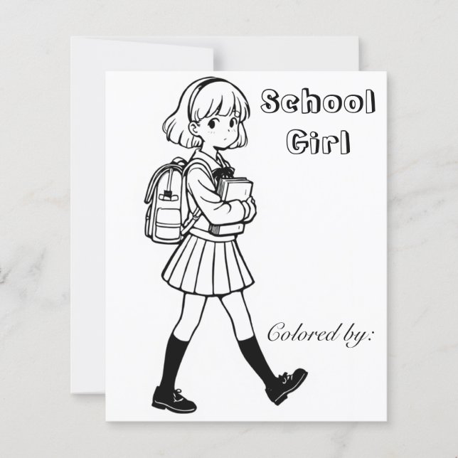 Färg Me Page för barn | Anime School Girl (Framsida)