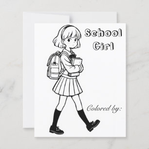 Färg Me Page för barn   Anime School Girl