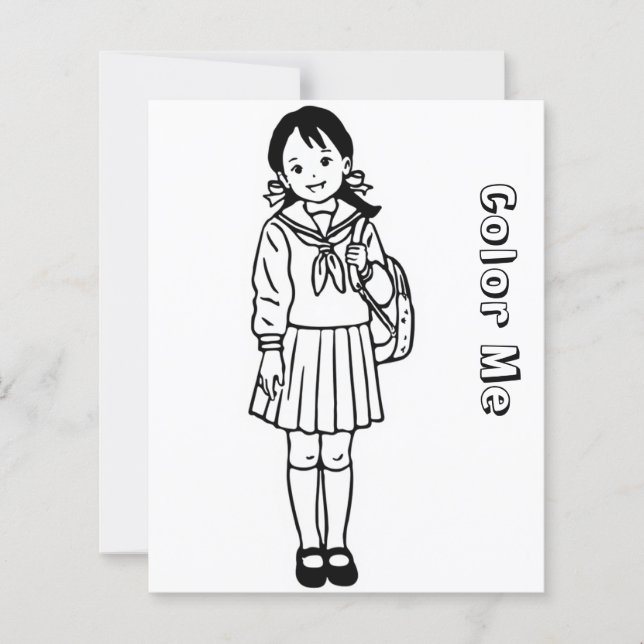 Färg Me Page för barn | Anime School Girl (Framsida)