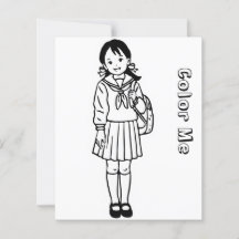 Färg Me Page för barn | Anime School Girl