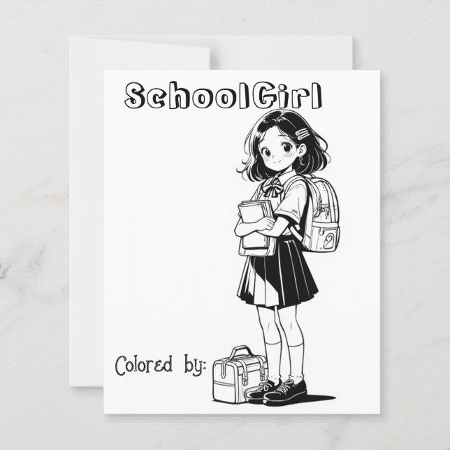 Färg Me Page för barn | Anime School Girl (Framsida)