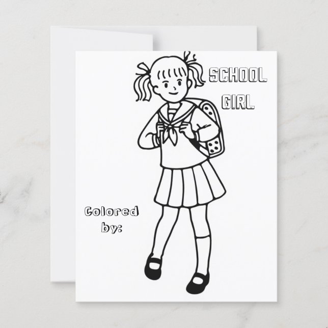 Färg Me Page för barn | Anime School Girl (Framsida)
