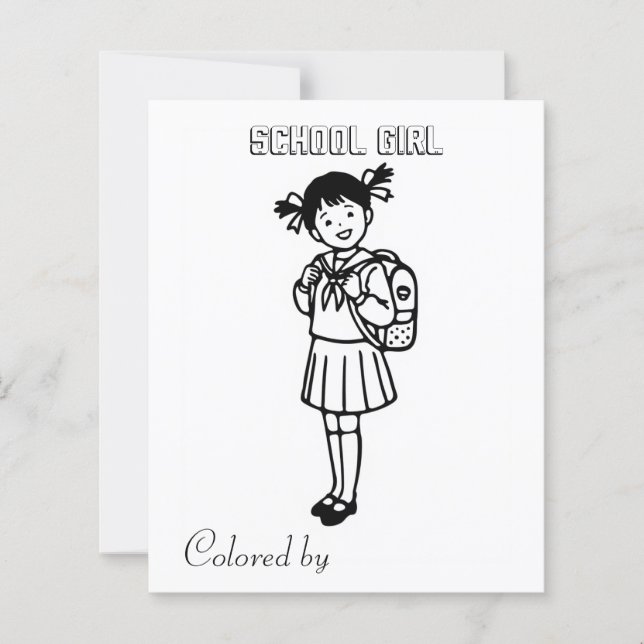Färg Me Page för barn | Anime School Girl (Framsida)