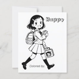 Färg Me Page för barn | Anime School Girl