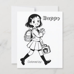 Färg Me Page för barn Anime School Girl