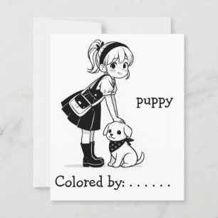Färg Me Page för barn Anime-valp