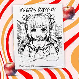 Färg Me Page för barn | Taffy Apple Anime Girl
