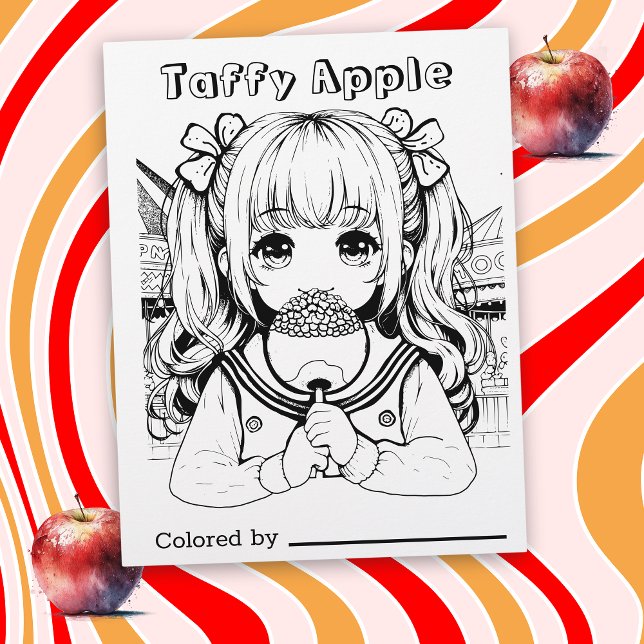 Färg Me Page för barn | Taffy Apple Anime Girl (Skapare uppladdad)
