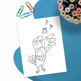 Färg Me Parrot-Sjungor | Aktivitetskort Vykort