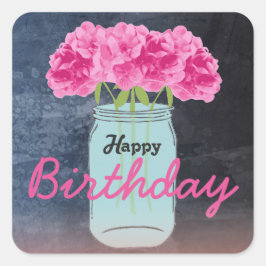 Färg me Rosa Birthday Bouquet Stickers Fyrkantigt Klistermärke