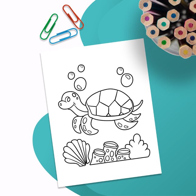 Färg Me Sea Turtle | Aktivitetskort för barn Vykort (Skapare uppladdad)