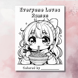 Färg Me-sida   Anime Girl Eating Ramen Poster