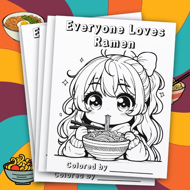 Färg Me-sida | Anime Girl Eating Ramen Reklamblad (Skapare uppladdad)