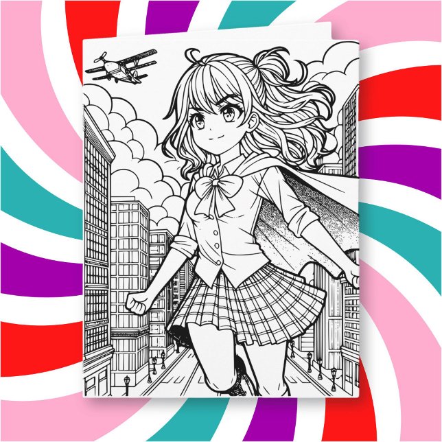 Färg Me-sida | Anime SuperphilGirl Big Birthday Kort (Skapare uppladdad)