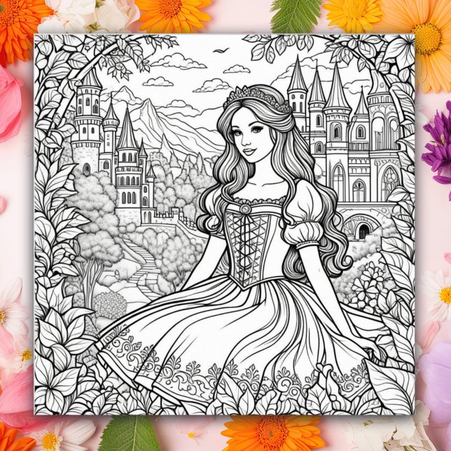 Färg Me-sida | Söt Princess och Castle Poster (Skapare uppladdad)