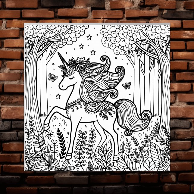 Färg Me-sida | Unicorn i en magisk skog Poster (Skapare uppladdad)