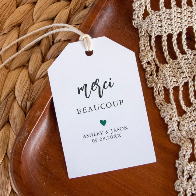 Färg Merci Beaucoup Märkre, Bröllop Tack Presentetikett (Skapare uppladdad)