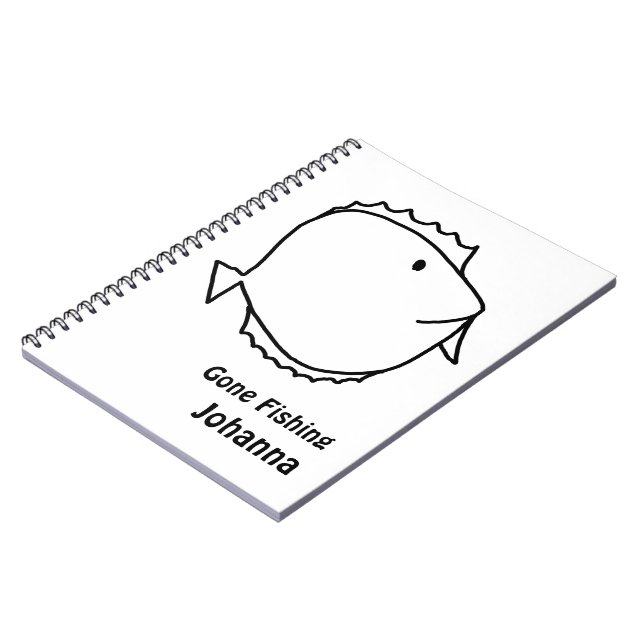 Färg mig. Svartvit fisk Anteckningsbok (Vänstra Sidan)