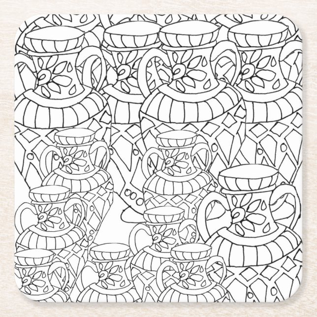 färg mig vaser underlägg papper kvadrat (Framsidan)