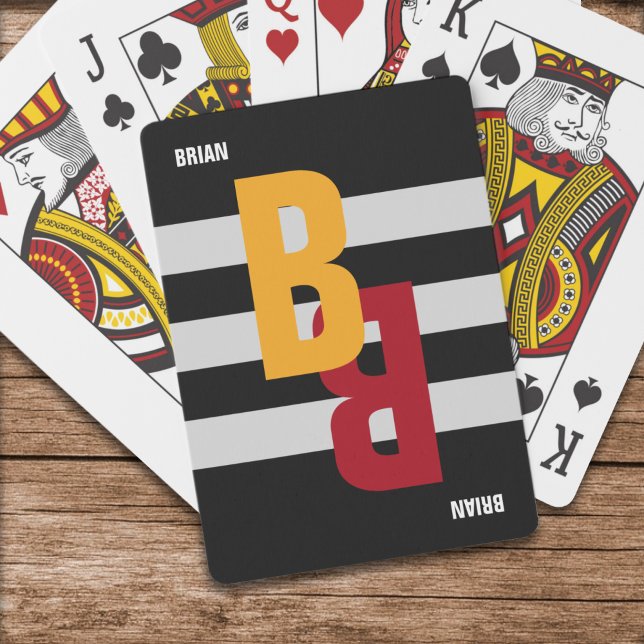 Färg-monogram (initial & namn) på stripe casinokort (Skapare uppladdad)