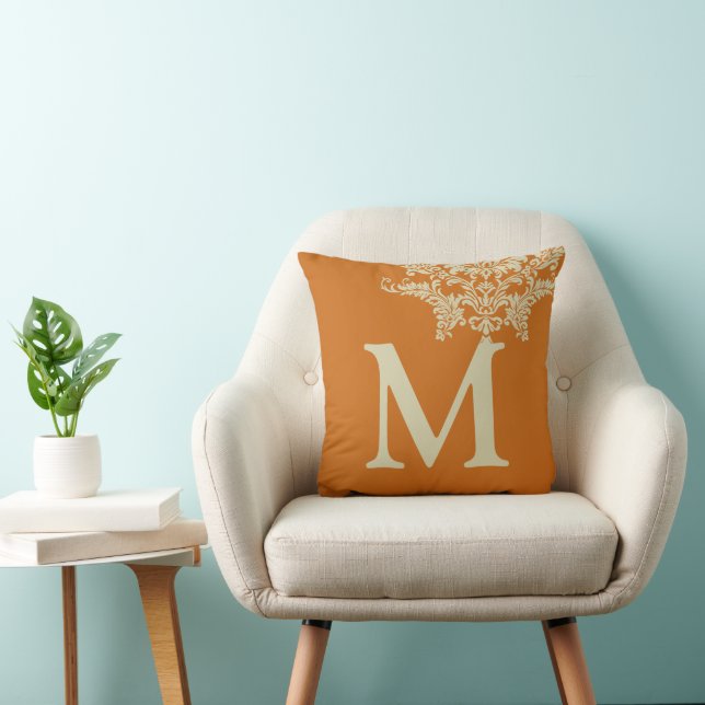 Färg Monogram Terracotta Tan Mönster Kudde (Stol)