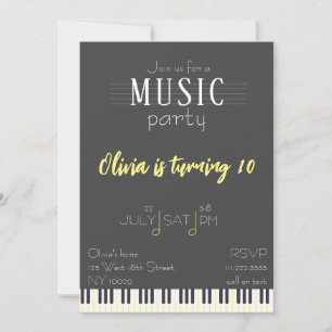 Färg Music Party Birthday Inbjudningar